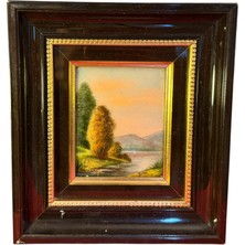 Ahşap Çerçevesinde Fransız Limoges Emaye Tablo 19 cm 17 cm Ölçülerinde