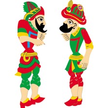 Bozkırlı Eğitim Bozkırlı Karagöz Hacivat Kukla Seti 27 cm ve 29,5 cm Yükseklik Oynar Özellikli Eğlenceli