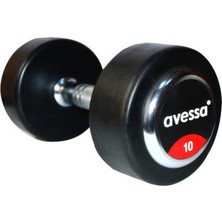 Avessa Kauçuk Kaplı 10 kg Olimpik Dambıl Siyah Renk Salon Tipi Dayanıklı Ağırlık
