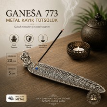 İki Yedi Konsept Ganeşa 773 Figürlü Metal Kayık Tütsülük Çubuk Tütsü Standı Meditasyon Yoga Hediyesi
