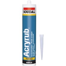 Soudal Acryrub Silikonize Mastik 500 gr Beyaz Antibakteriyel Özellikli Boyanabilir Yapıştırıcı