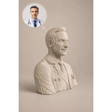 Layerart Atelier Kişiye Özel Fotoğraftan Heykele Parametrik Doktor Büstü Ahşap Heykel 25CM