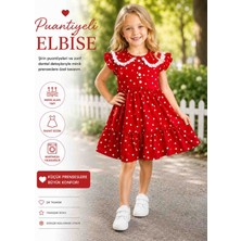 Lovinya Kids Bebe Yakalı  Puantiyeli Kız Çocuk Elbise