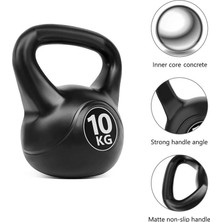 Buffer 10 kg Çaydanlık Tipi Dambıl Kettlebell Ağırlık Mat Siyah Kaymaz Kulp ile Güçlü Egzersiz