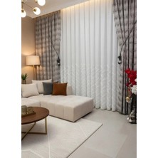 Nivemes Home Nivemeshome Sedef 1-094P Yarı Desen Ekru  1/3 Pileli Tül Perde