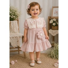 My Lusa Baby Velya Mini Kız Bebek %100 Pamuklu Nakışlı Çiçek Aksesuar Çantalı Elbise
