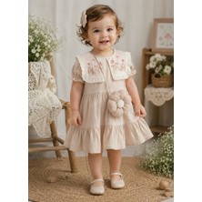 My Lusa Baby Velya Mini Kız Bebek %100 Pamuklu Nakışlı Çiçek Aksesuar Çantalı Elbise