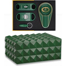 Cigarloong Quasar Design Humidor Puro Kutusu Mat Yeşil 80's ve Puro Seti