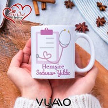 Vuao Hemşire Özel Isimli Yazılı Kupa Bardak, Kişiye Özel Baskılı Kupa Bardağı - Hemşire Isme Özel Hediye Kupa - Hemşireler Günü Hediyesi Isim Yazılı - Çift Taraflı Baskılı Sağlık Çalışanı Meslek Kupaları