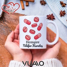 Vuao Hemşire Özel Isimli Yazılı Kupa Bardak, Kişiye Özel Baskılı Kupa Bardağı - Hemşire Isme Özel Hediye Kupa - Hemşireler Günü Hediyesi Isim Yazılı - Çift Taraflı Baskılı Sağlık Çalışanı Meslek Kupaları