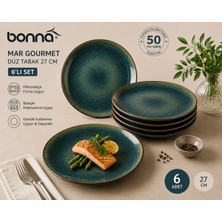 Bonnami 6 Adet Bonna Mar Gourmet Düz Tabak 27 cm Premium Porselen Ana Yemek Sunum Seti