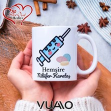 Vuao Hemşire Özel Isimli Yazılı Kupa Bardak, Kişiye Özel Baskılı Kupa Bardağı - Hemşire Isme Özel Hediye Kupa - Hemşireler Günü Hediyesi Isim Yazılı - Çift Taraflı Baskılı Sağlık Çalışanı Meslek Kupaları