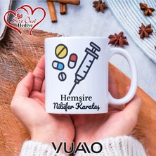 Vuao Hemşire Özel Isimli Yazılı Kupa Bardak, Kişiye Özel Baskılı Kupa Bardağı - Hemşire Isme Özel Hediye Kupa - Hemşireler Günü Hediyesi Isim Yazılı - Çift Taraflı Baskılı Sağlık Çalışanı Meslek Kupaları
