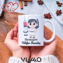 Vuao Hemşire Özel Isimli Yazılı Kupa Bardak, Kişiye Özel Baskılı Kupa Bardağı - Hemşire Isme Özel Hediye Kupa - Hemşireler Günü Hediyesi Isim Yazılı - Çift Taraflı Baskılı Sağlık Çalışanı Meslek Kupaları