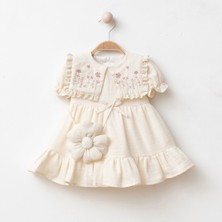 My Lusa Baby Velya Mini Kız Bebek %100 Pamuklu Nakışlı Çiçek Aksesuar Çantalı Elbise