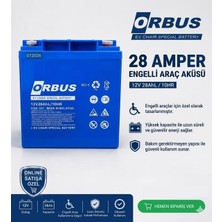 Orbus 12 Volt 28 Amper (12V 28A) Engelli Araç Aküsü Malezya Üretim