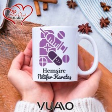 Vuao Hemşire Özel Isimli Yazılı Kupa Bardak, Kişiye Özel Baskılı Kupa Bardağı - Hemşire Isme Özel Hediye Kupa - Hemşireler Günü Hediyesi Isim Yazılı - Çift Taraflı Baskılı Sağlık Çalışanı Meslek Kupaları
