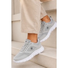 Liarca Purewalk Unisex Gri Kalın Tabanlı Spor Ayakkabı - Hafif Esnek Günlük Yürüyüş Sneaker Rahat Koşu ve Şehir Ayakkabısı