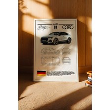 E2 Nova Audi Q3 Tablo - Teknik Özellikli Alman Lüks Suv Poster - Çerçeveli Duvar Dekoru - Araba Blueprint