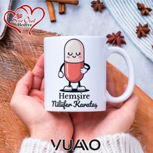 Vuao Hemşire Özel Isimli Yazılı Kupa Bardak, Kişiye Özel Baskılı Kupa Bardağı - Hemşire Isme Özel Hediye Kupa - Hemşireler Günü Hediyesi Isim Yazılı - Çift Taraflı Baskılı Sağlık Çalışanı Meslek Kupaları
