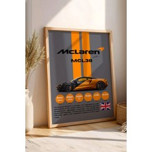E2 Nova Mclaren MCL38 F1 Araba Tablosu - Teknik Özellikli Yarış Arabası Poster - Çerçeveli Duvar Dekoru