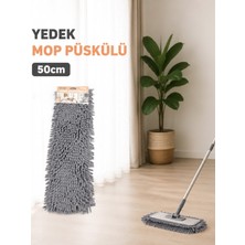 50 cm Yedek Mop Püskülü Şönil Mikrofiber Makarna Mop Bezi Islak Kuru Kullanım Uyumlu VICHY-7036