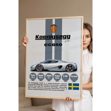 E2 Nova Koenigsegg CC850 Araba Tablosu - Teknik Özellikli Otomobil Poster - Çerçeveli Duvar Dekoru