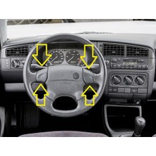 BLG VW Golf Mk3 (1992-1998) Direksiyon Korna Düğmesi ve Alt Taşıyıcı, Tamir Seti (4 Parça / Siyah / Abs Plastik / Parça Kodu: 3A0419097)