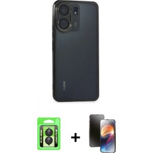 Pileli Store Pilelistore™ Redmi 13C Kılıf Vadi Minimal - Siyah 3D Antistatik Mat Seramik Nano Ekran Koruyucu + Raze Metal Kamera Lens - Sh