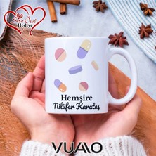 Vuao Hemşire Özel Isimli Yazılı Kupa Bardak, Kişiye Özel Baskılı Kupa Bardağı - Hemşire Isme Özel Hediye Kupa - Hemşireler Günü Hediyesi Isim Yazılı - Çift Taraflı Baskılı Sağlık Çalışanı Meslek Kupaları