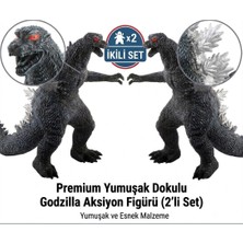Elifeshop 2'li Godzilla Aksiyon Figürü Seti 20 cm Yumuşak Dokulu Karakter Oyuncak Çocuklara Özel Hediye 2 Adet