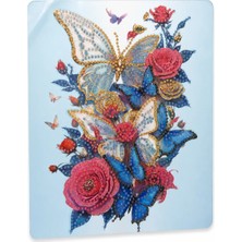 İğne İzi Hı Stone 5d Elmas Taş Işleme Kiti Tablo 21X25 cm Kelebek ve Gül Desenli