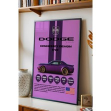 E2 Nova Dodge Hennessey Demon 1700 Tablo - Teknik Özellikli Araba Poster - Çerçeveli Duvar Dekoru