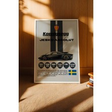 E2 Nova Koenigsegg Jesko Absolut Tablo - Teknik Özellikli Hiper Araba Poster - Çerçeveli Duvar Dekoru