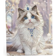 İğne İzi Hı Stone 5d Elmas Taş Işleme Kiti Tablo 21X25 cm Taçlı Kedi Desenli