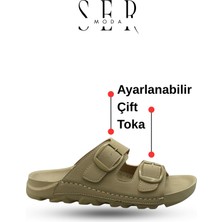 Sermoda Kadın Terlik  – Esnek Anatomik Tabanlı Ayarlanabilir Çift Tokalı Kadın Terlik Mint Yeşil
