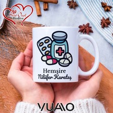 Vuao Hemşire Özel Isimli Yazılı Kupa Bardak, Kişiye Özel Baskılı Kupa Bardağı - Hemşire Isme Özel Hediye Kupa - Hemşireler Günü Hediyesi Isim Yazılı - Çift Taraflı Baskılı Sağlık Çalışanı Meslek Kupaları
