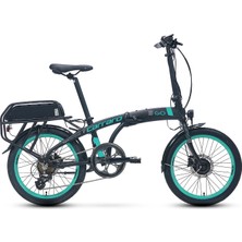 Carraro E-Lıne Ego 2.1 Unısex Katlanır Bisiklet 285H Hd 20 Jant 8 Vites Mat Siyah Turkuaz Gri
