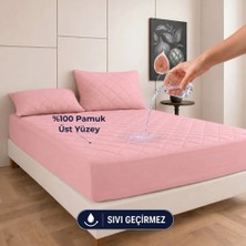 Formeya Pudra %100 Pamuk Kapitone Su Geçirmez Fitted Yatak Koruyucu 60 x 120 cm Pembe Renk