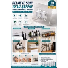 ÇARŞI HANEM Çarşı Hanem 10 Adet Yapışkanlı Çift Tırnaklı Kanca, Duş Rafı, Kablo Düzenleyici Yapışkan Kanca, Şeffaf Kendinden Yapışkanlı Duş Rafı, Yedek Kanca, Su Geçirmez, Mutfak, Banyo