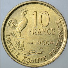 Banknoting Fransa 10 Frank 1950 B. Az Çıkan Tarih-Harf. Çilaltı+