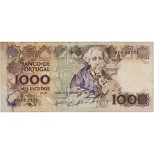 Banknoting Portekiz 1000 Eskudo 1988 Pick 181E. Alt Orta Kenarda 1 cm Yırtık Temiz+