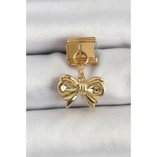 Grifinstore 316L Çelik Sallantılı Fiyonk Model Gold Renk Nomination Charm