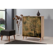 Vivense Ceviz Renk Suntalam  95 cm x 36 cm x 111 cm Ahşap Ayaklı Multikabin Art Dolap