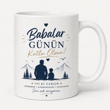 Art By Aslı Babalar Günü Kupa Bardak Baba Temalı Beyaz Seramik Mug 330 ml