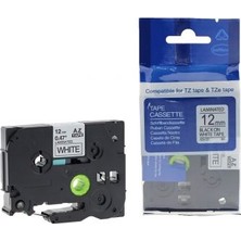 Sarff Brother P-Touch Tz-Tape 12Mm Beyaz-Siyah Etiket 12Tze-231 Sarf Muadil 12Mm Etiket Makinesi Malzemesi
