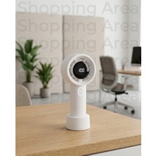 Shopping Area Mini Vantilatör 4 Kademeli Dijital Ekranlı  Şarjlı Taşınabilir Masaüstü Fan