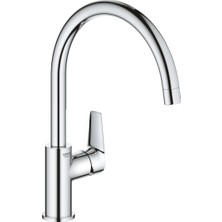 Grohe Bauedge Tek Kumandalı Eviye Bataryası Gri Esnek Boru Kıvrımı Tezgah Montajı 31367001