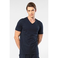 Cacharel Erkek Kısakol V Yaka T-Shirt, %50 Pamuk %50 Modal