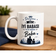 Art By Aslı Baba Kupası Dünyanın En Iyi Babası Baskılı Beyaz Seramik Kupa Bardak 330 ml Kahve ve Çay Kupası